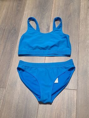 Abercrombie Kids Girls Blue 2pc Swimsuit Criss Cross Back Size 15/16 Kids
